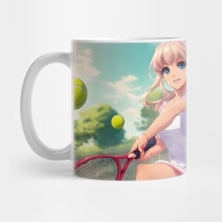 anime girl holding a tennis racquet Mug